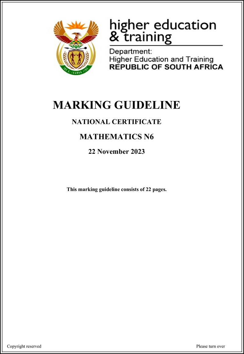 T1040 Mathematics N6 Nov Memo 2023