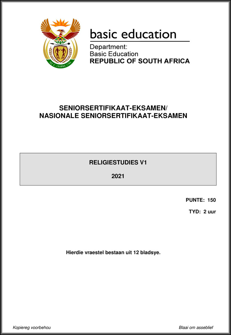 Religion Studies P1 May June 2021 Afr Gr12