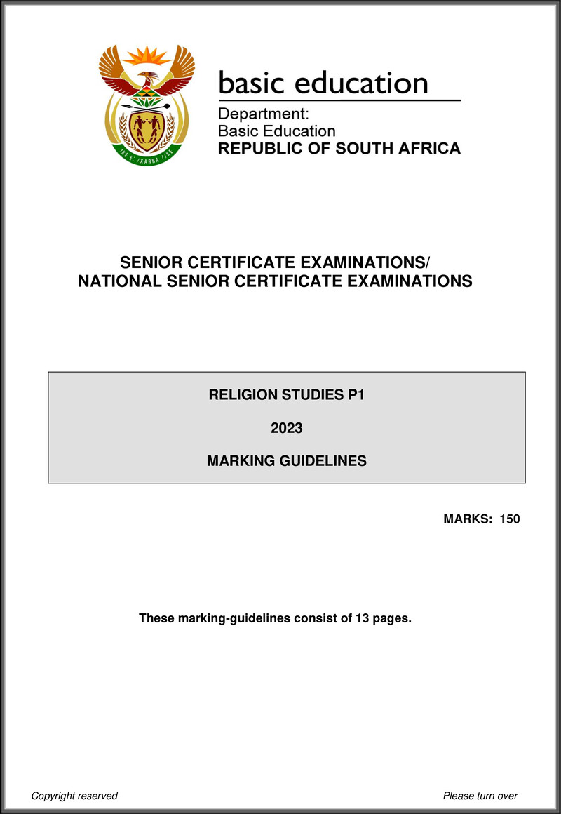 Religion Studies P1 May June 2023 Mg Eng Gr12