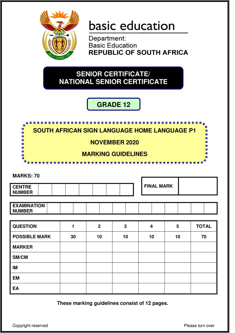 Sasl Hl P1 Nov 2020 Memo Gr12