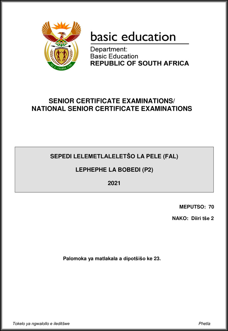 Sepedi Fal P2 May June 2021 Gr12
