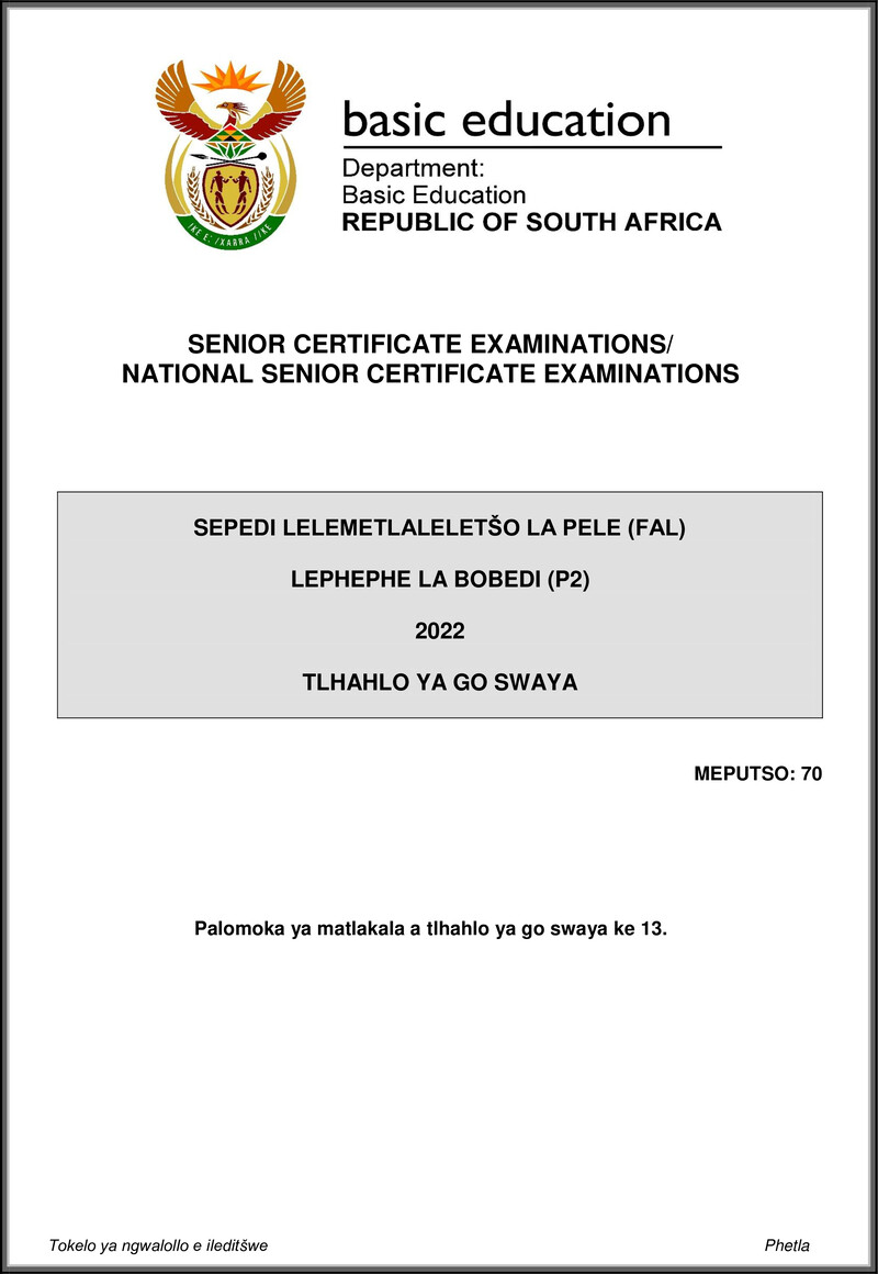 Sepedi Fal P2 May June 2022 Mg Gr12