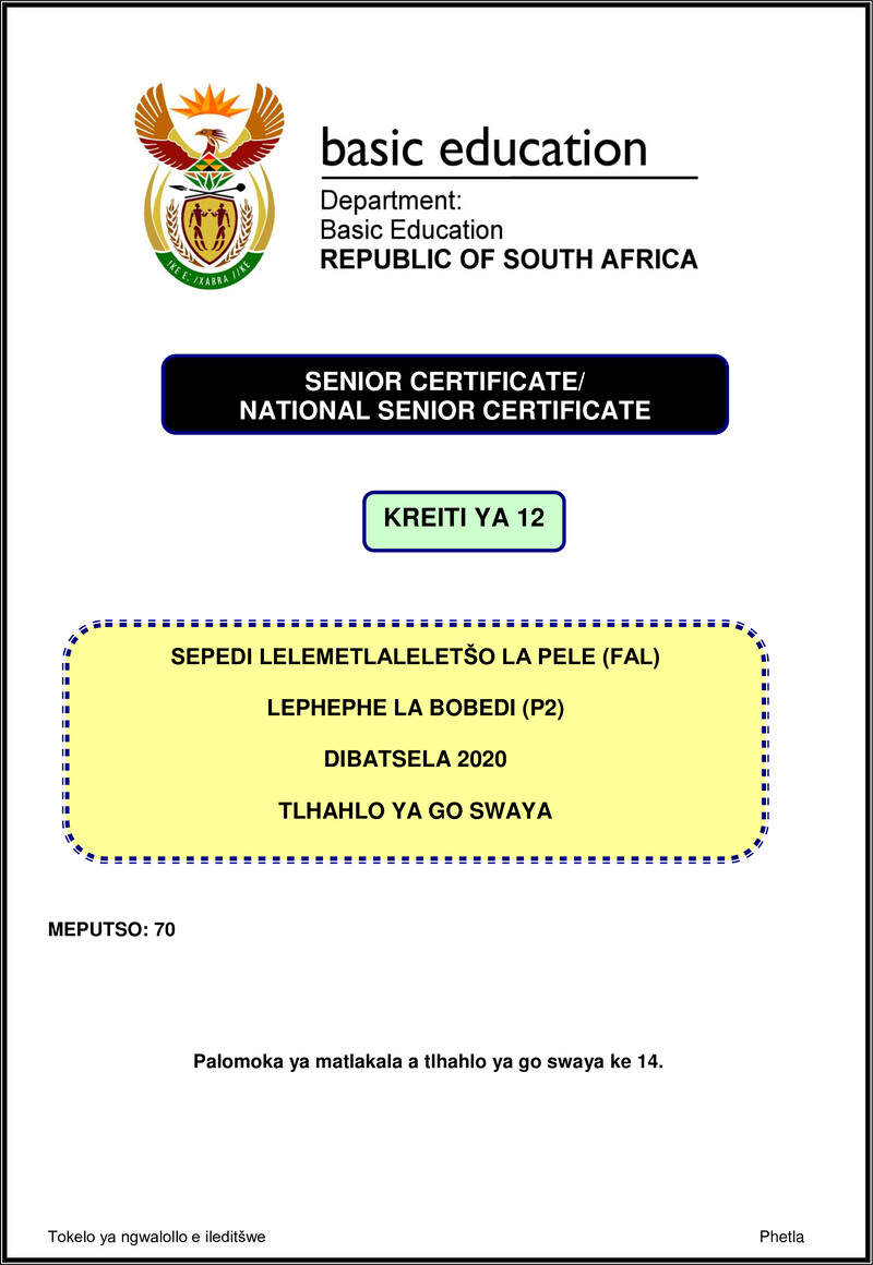 Sepedi Fal P2 Nov 2020 Memo Gr12