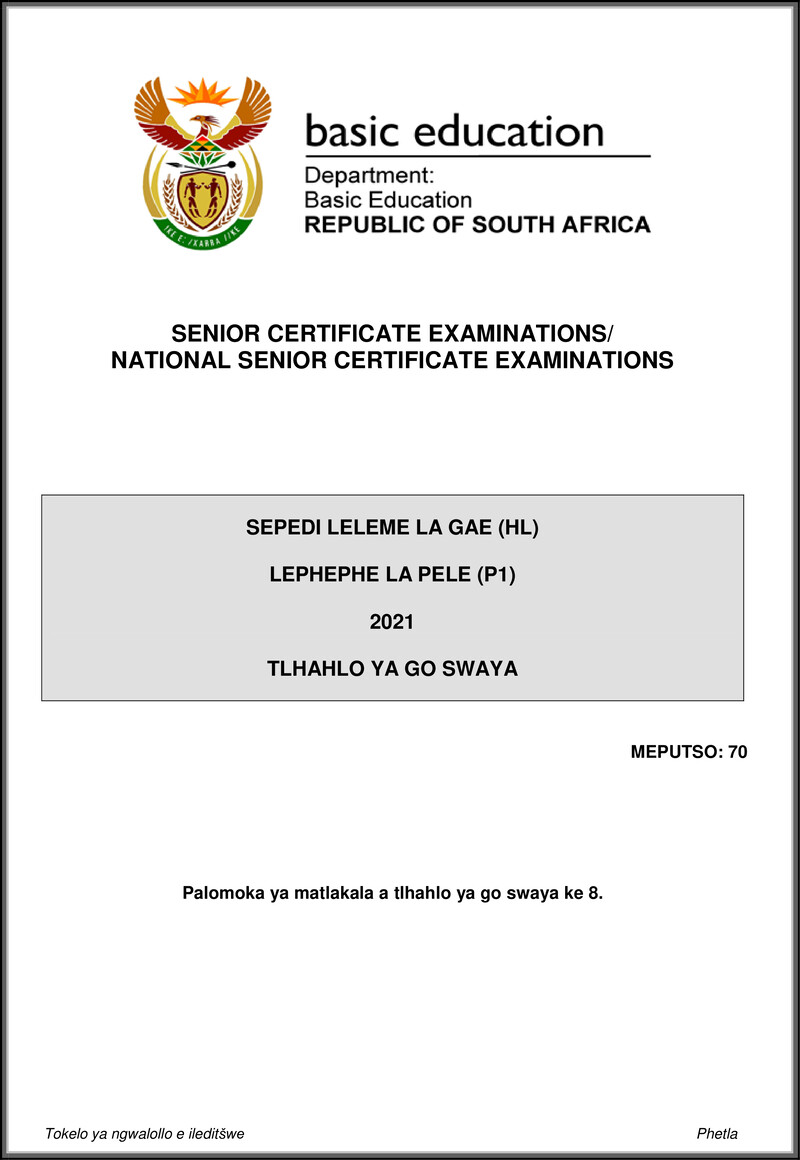 Sepedi Hl P1 May June 2021 Mg Gr12