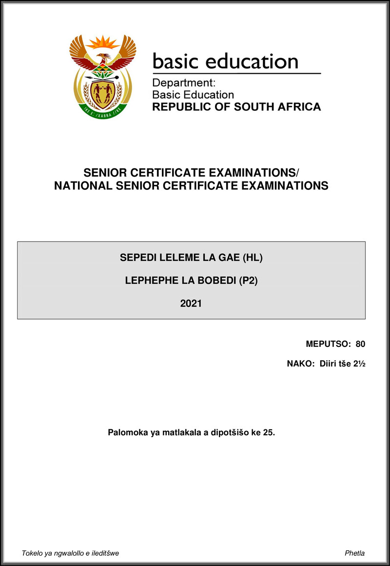 Sepedi Hl P2 May June 2021 Gr12