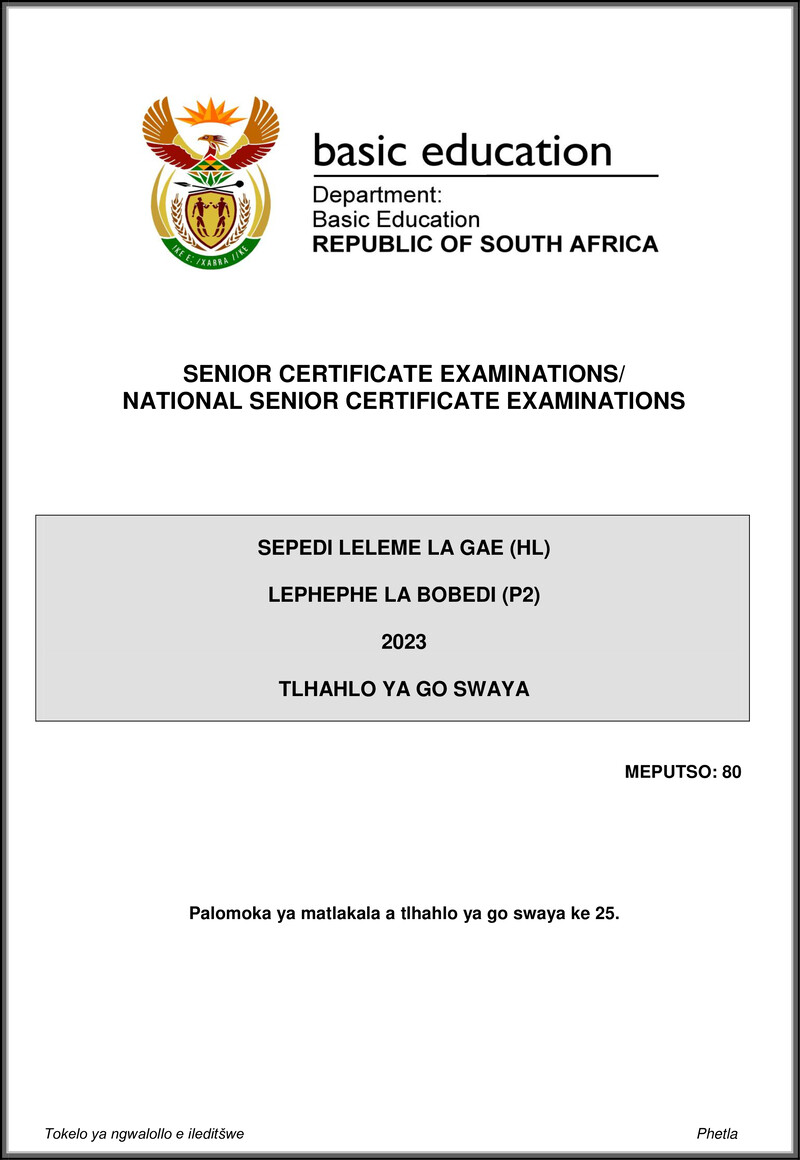 Sepedi Hl P2 May June 2023 Mg Gr12
