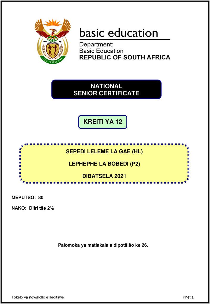 Sepedi Hl P2 Nov 2021 Gr12