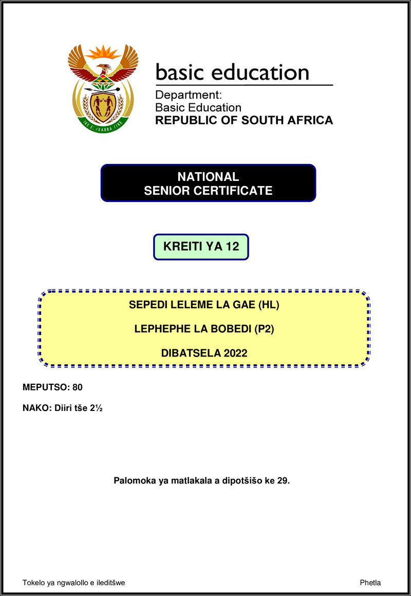 Sepedi Hl P2 Nov 2022 Gr12