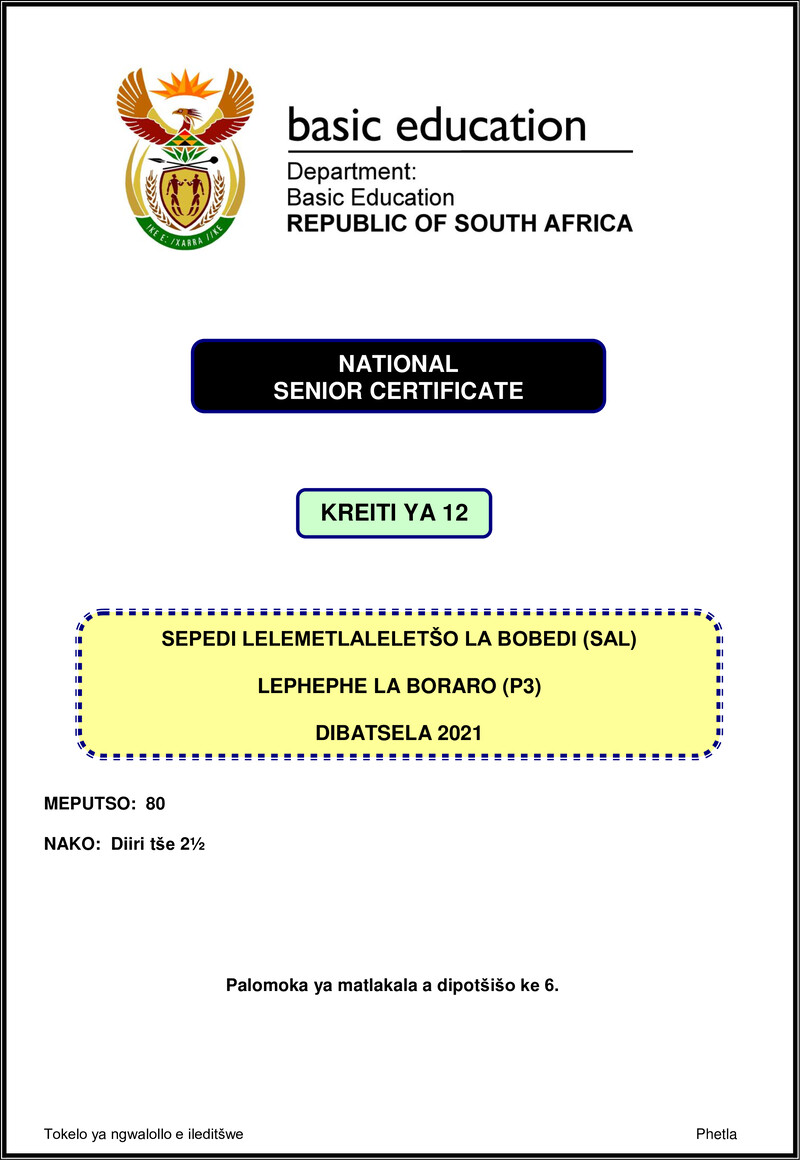 Sepedi Sal P3 Nov 2021 Gr12