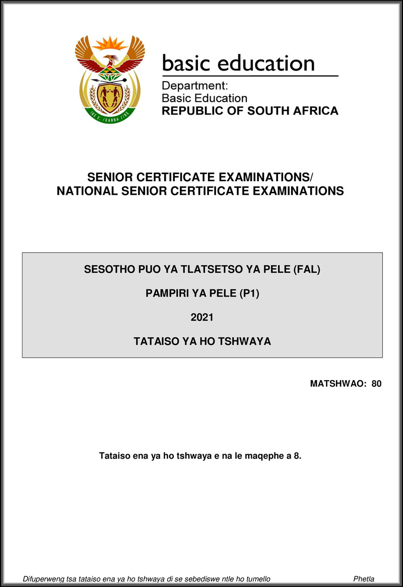 Sesotho Fal P1 May June 2021 Mg Gr12
