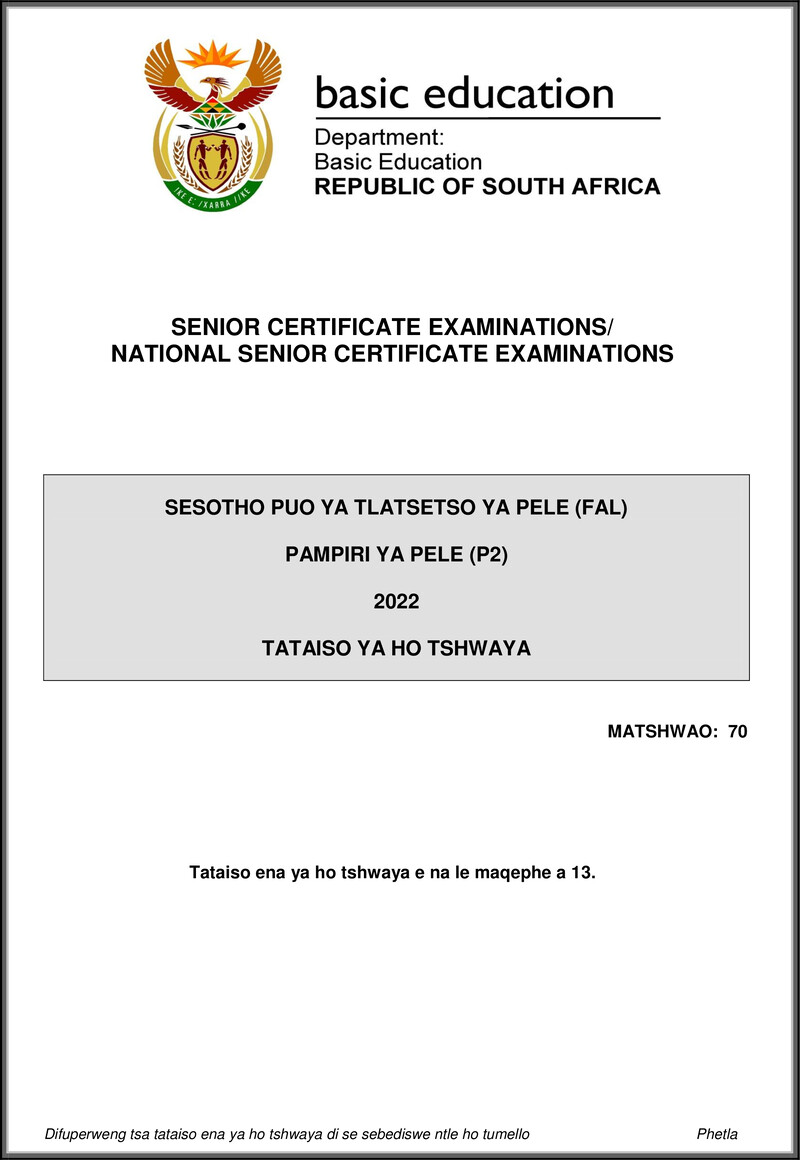 Sesotho Fal P2 May June 2022 Mg Gr12
