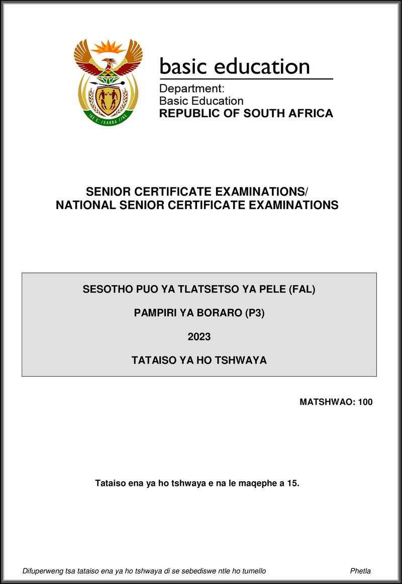 Sesotho Fal P3 May June 2023 Mg Gr12
