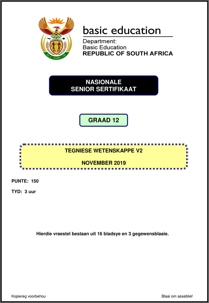 Technical Sciences P2 Nov 2019 Afr Gr12