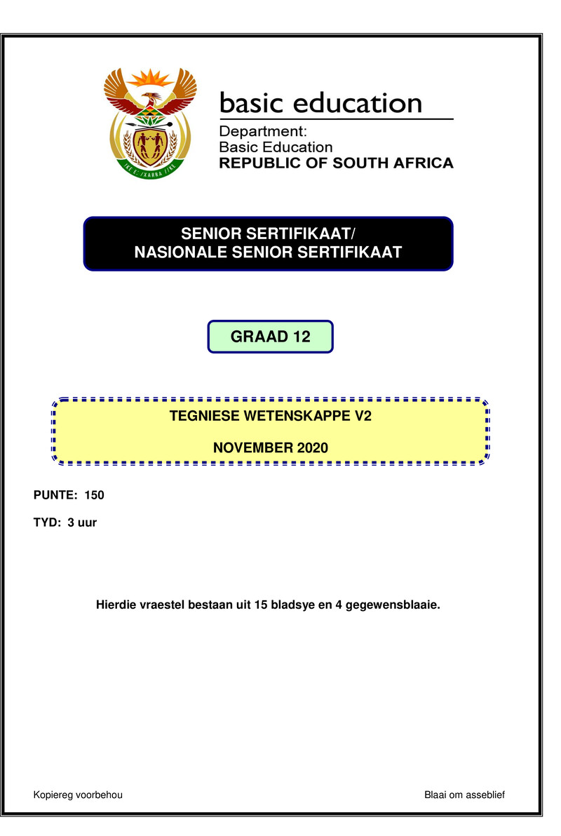 Technical Sciences P2 Nov 2020 Afr Gr12