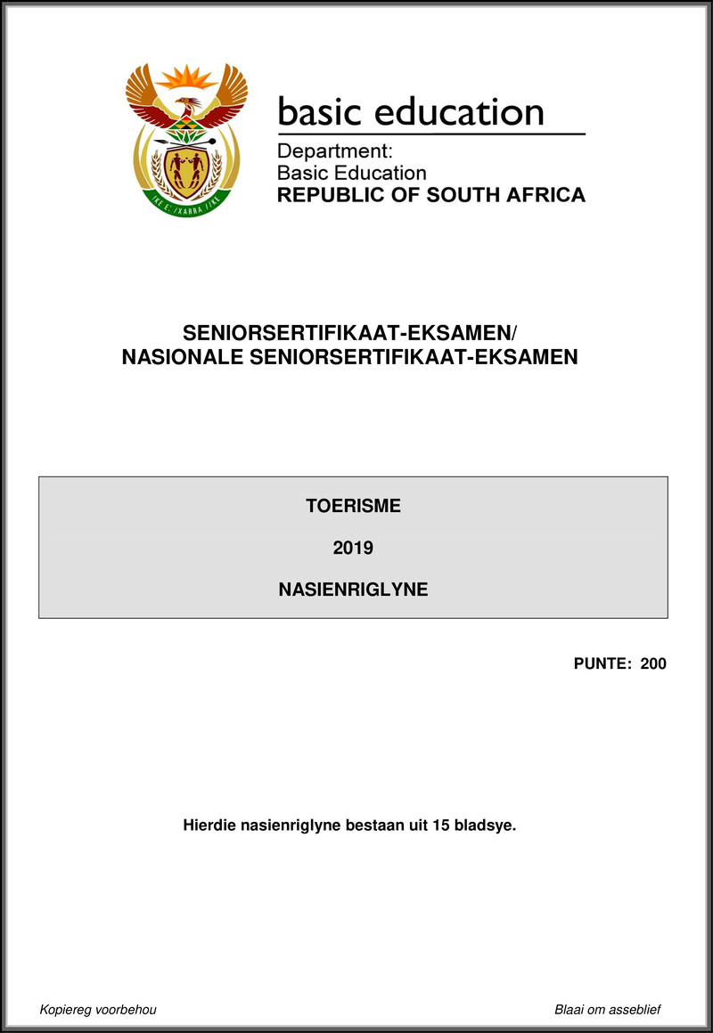 Tourism May June 2019 Memo Afr Gr12