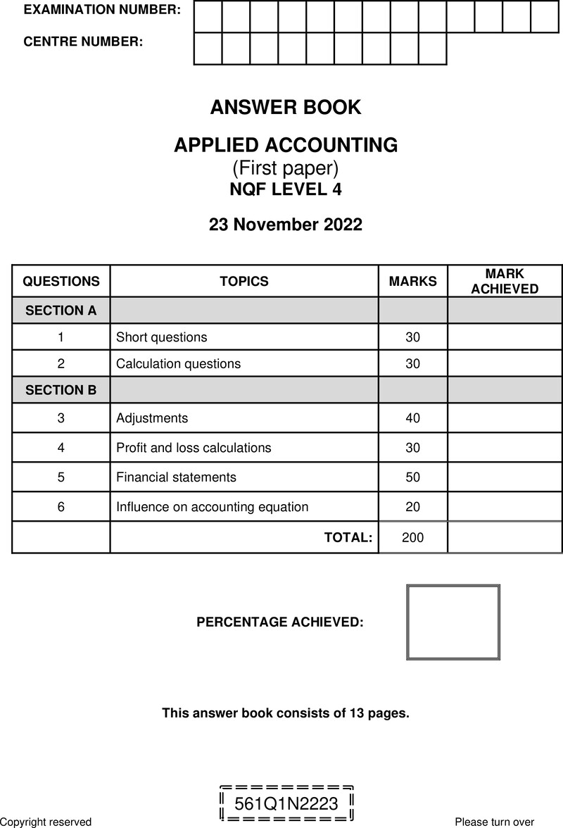 Nc190 Applied Accounting L4 P1 Answer Book Nov 2022 Signed Off