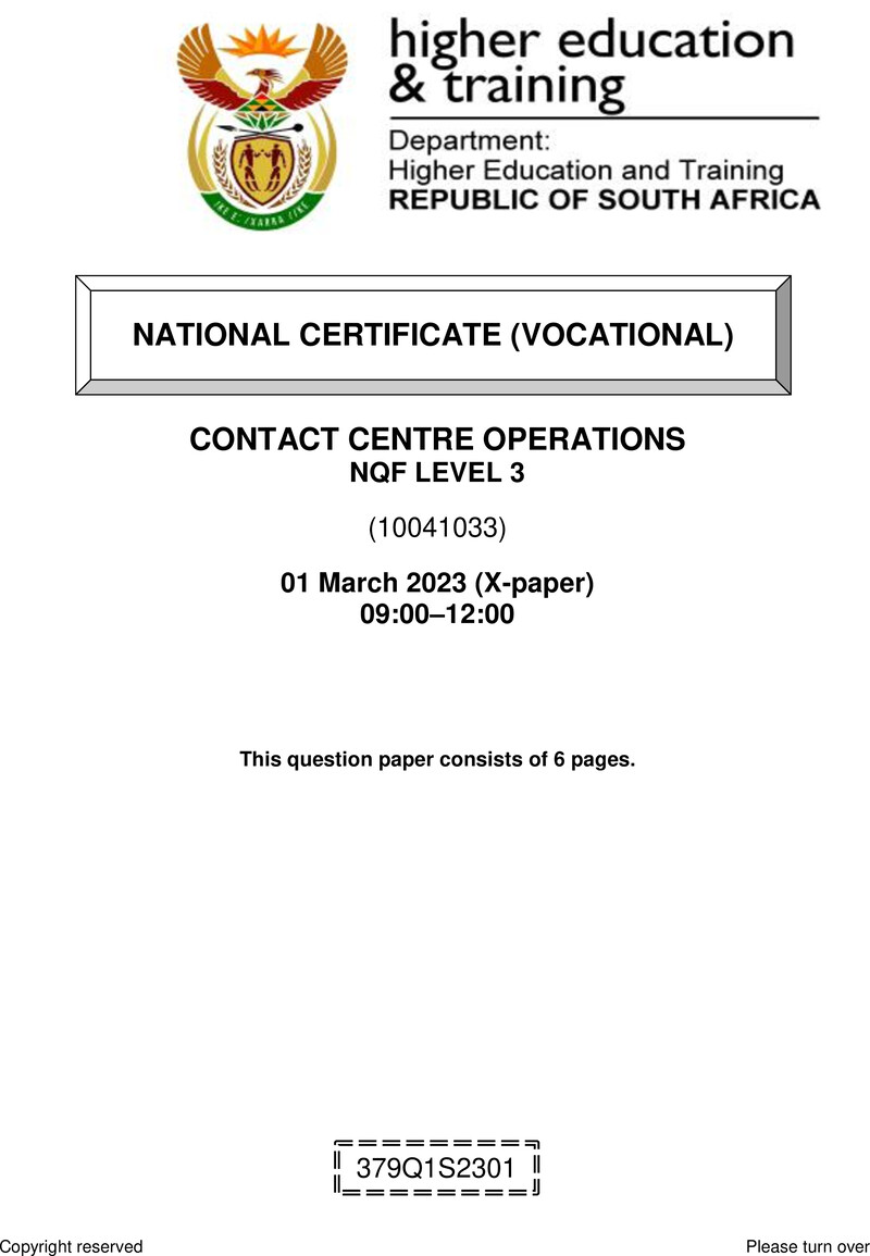 Nc670 Contact Centre Operations L3 QP Supp Feb 2023