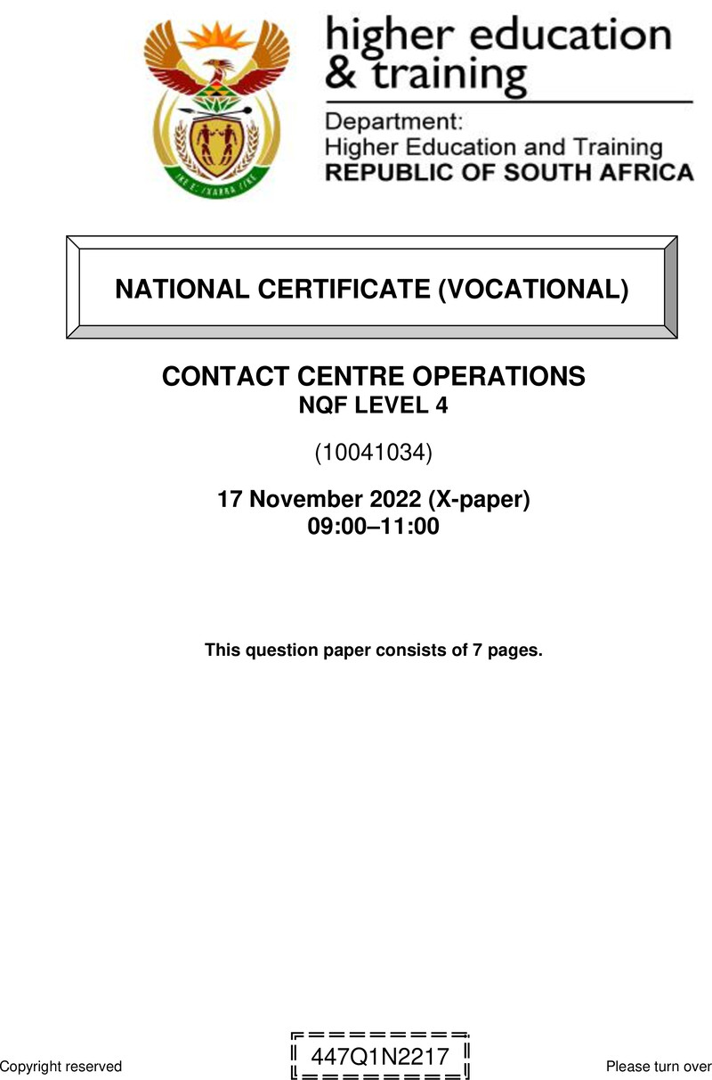 Nc680 Contact Centre Operations L4 QP Nov 2022 Signed Off