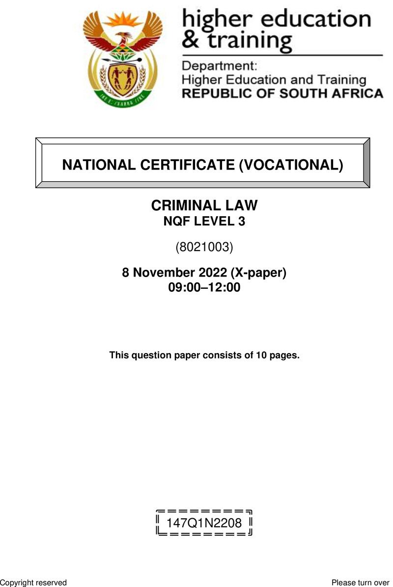 Nc710 Criminal Law L3 QP Nov 22 Signed Off
