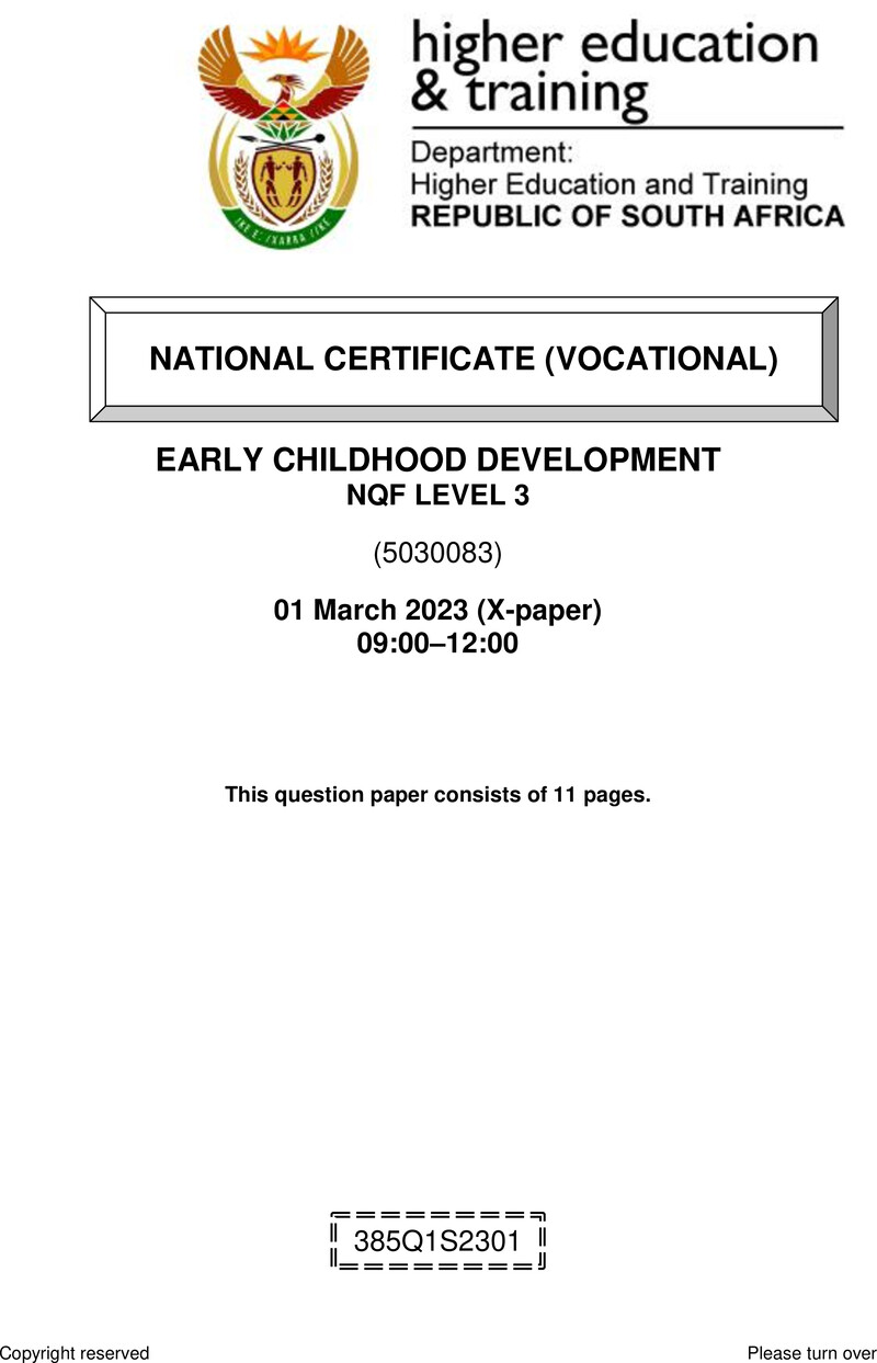 Nc830 Early Childhood Development L3 QP Feb 2023