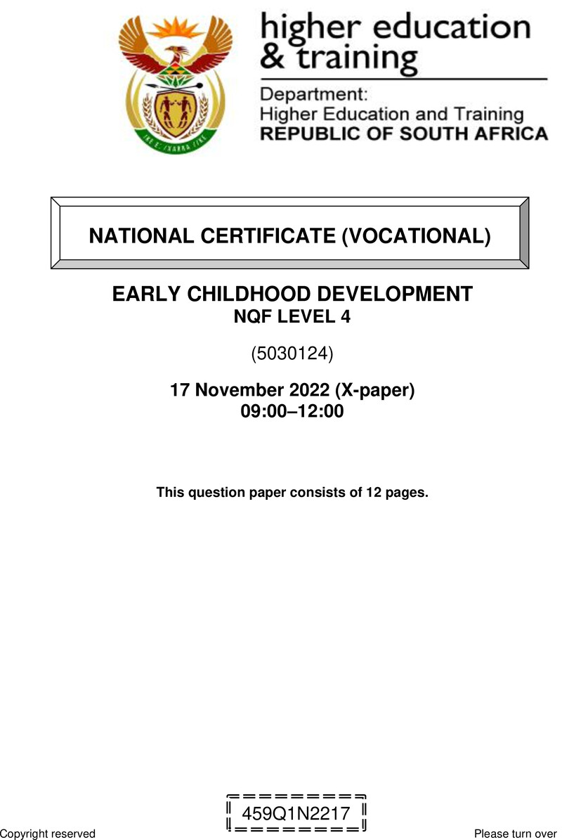 Nc840 Early Childhood Development L4 QP Nov 2022 Signed Off