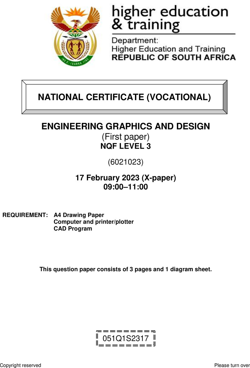 Nc1110 Engineering Graphics And Design L3 P1 QP Supp Feb 2023