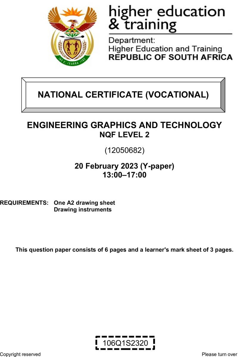Engineering Graphics And Technology L2 Supp QP Feb 2023 Watson