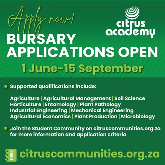 Citrus Academy Bursaries Now Open for Applications!
