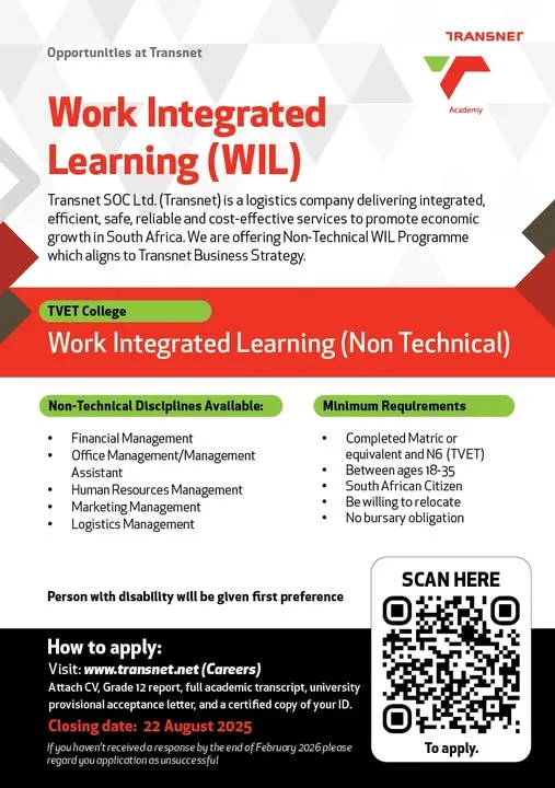 Apply Now: Transnet Work Integrated Learning (WIL) Programme 2025