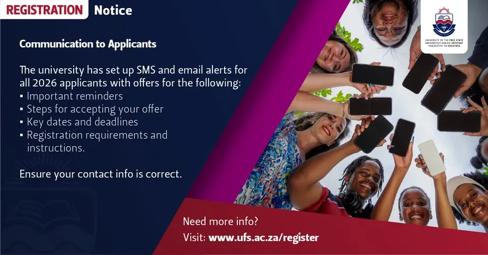 2026 Registration Notice for Applicants – University of the Free State (UFS)