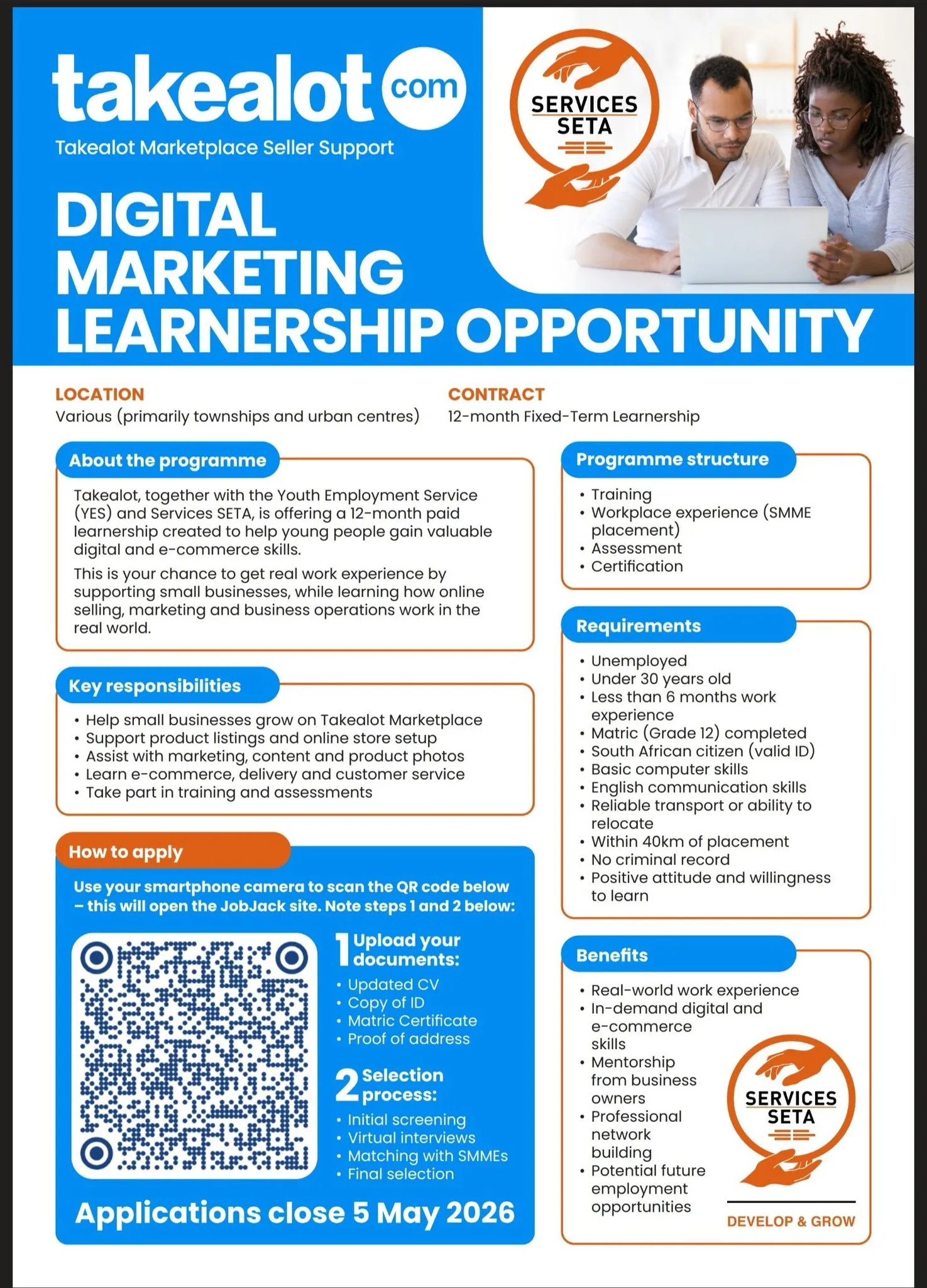 Takealot Digital Marketing Learnership 2026 — Applications Close Today (5 May 2026)